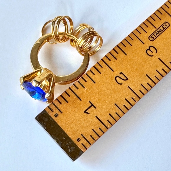 Key Ring, Faux Sapphire Keychain - Picture 3 of 8